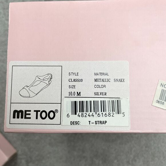 Me Too Metallic Snake T-Strap Sandals Womens 10M Silver Open Toe Casual W/ Box - Picture 15 of 15